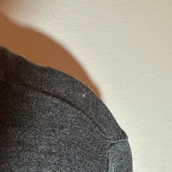 Kensie Gray w/ Blue White Striped Bottom Lightweight Long Sleeve Women’s Tee - Picture 5 of 7